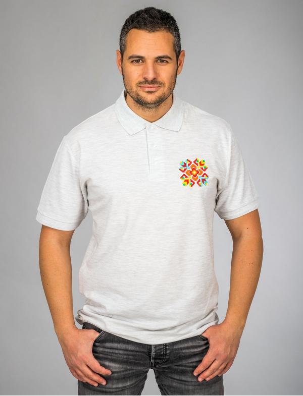 Polo de hombre gris con bordado "Sefa"