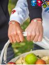 Pulsera de hilo rojo con rosetas Pliska de plata