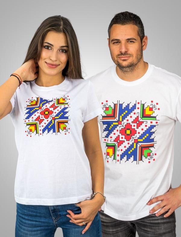 T-shirt for two with printed embroidery pattern "Palm Sunday"
