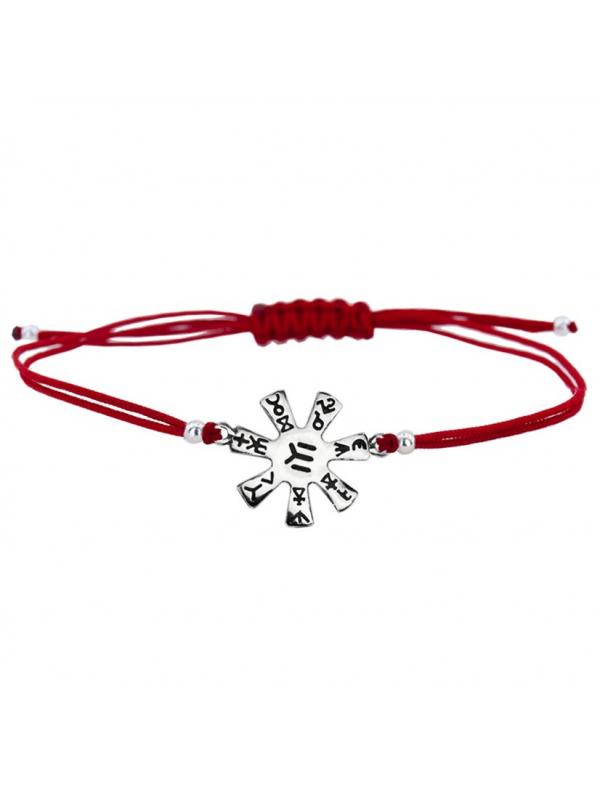 Pulsera de hilo rojo con rosetas Pliska de plata