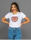 Women's white T-shirt with printed embroidery pattern "Ingle"